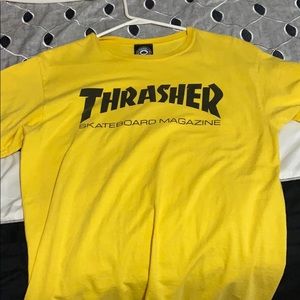 Yellow thrasher logo shirt Medium